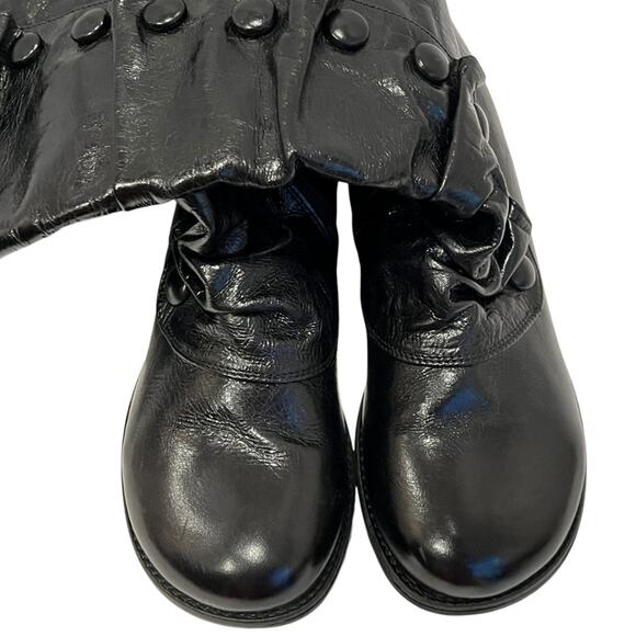 Miz Mooz 9.5 Wide Calf Boots Tall 9.5 Wedge Low Heel Boots Victorian Mid Calf - Picture 7 of 16